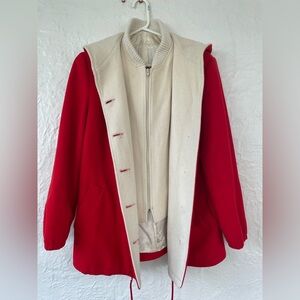 Vintage Mackintosh Red & White 100% Wool Fully Lined  Vestcoat Jacket - 1970's
